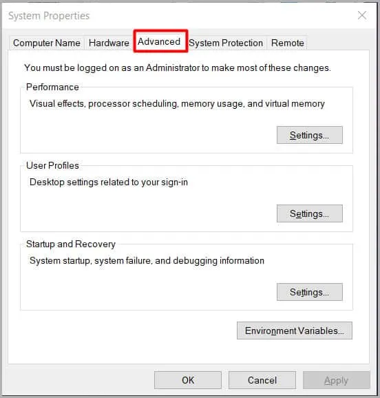 Advanced Tab