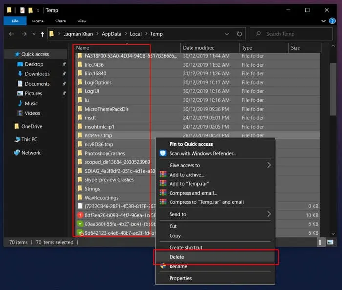 Delete Temp Files