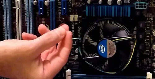 unplugging the fan cable