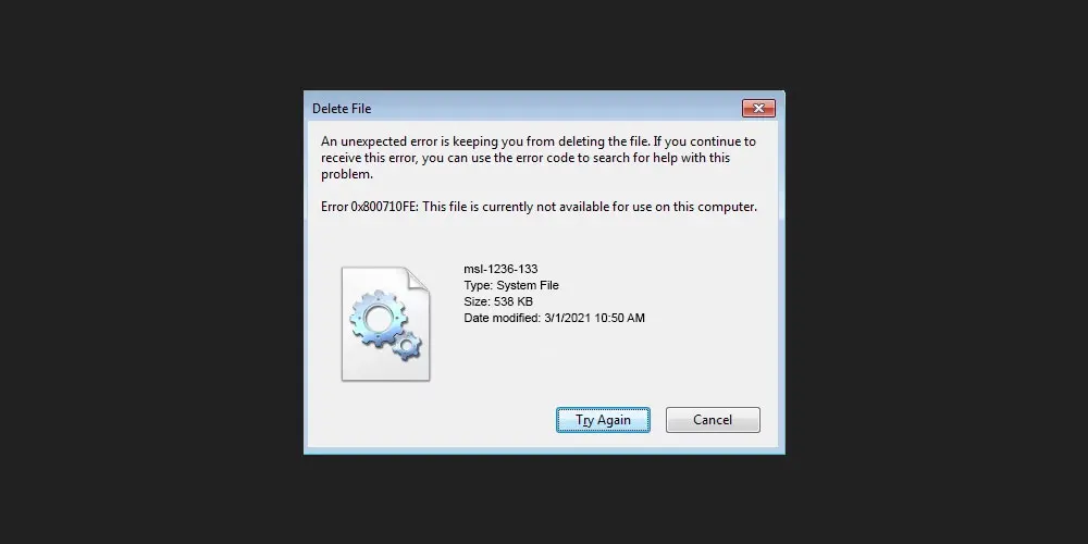 Fix Error 0x800710FE